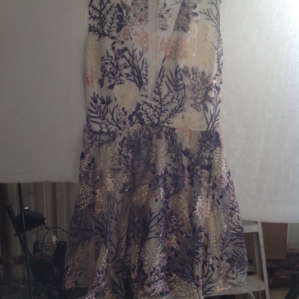 Ivory embroidered mini dress